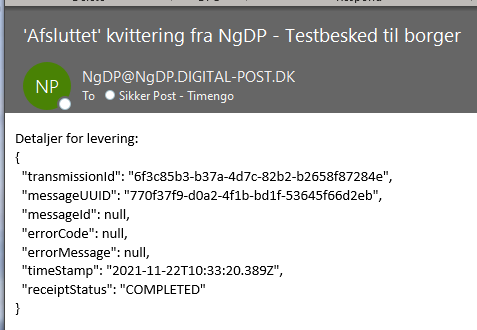 Afsluttet kvittering